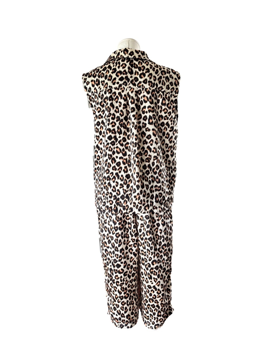 Loft Satin Notch Collar Pajama Leopard - LG - Picture 4 of 7